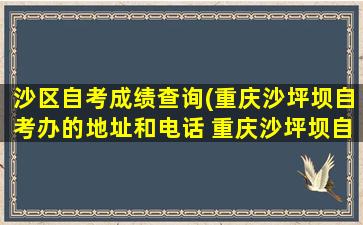 沙区自考成绩查询(重庆沙坪坝自考办的地址和电话 重庆沙坪坝自考网*)